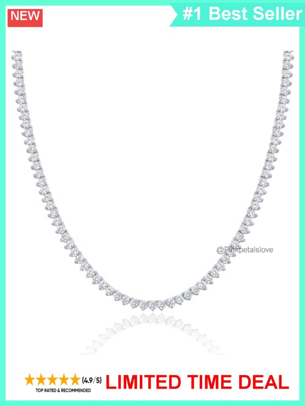 18K Gold Plated Tennis Necklace 3mm Cubic Zirconia Chain